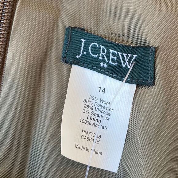 J. Crew Crepe Origami Sheath Dress Women’s 14 Brown Wool Blend Retro Office - Picture 8 of 11